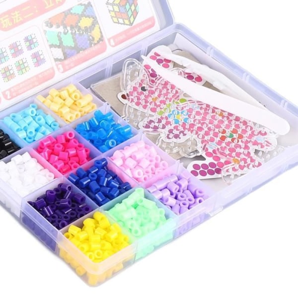 HURRISE Strykpärlor Kit för barn 5 mm 24 färger DIY-hantverk med 4 mallar 4 ark strykpapper