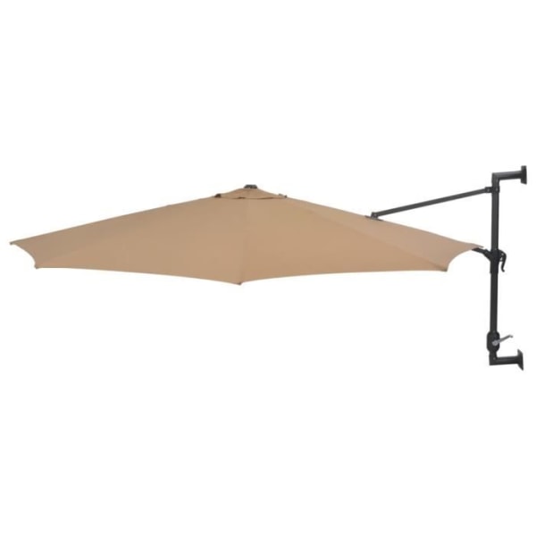 LIA Vägghängt parasoll med metallstång och LED 300 cm Taupe - Hög kvalitet 9786624346700