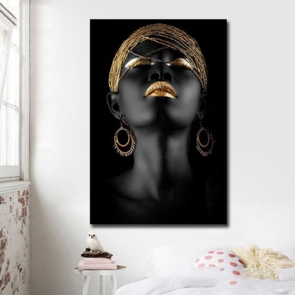 HURRISE på svart kvinnas duk Afrikansk svart kvinnas duk, abstrakt väggmålning, linnefärgspaket Diverse färger