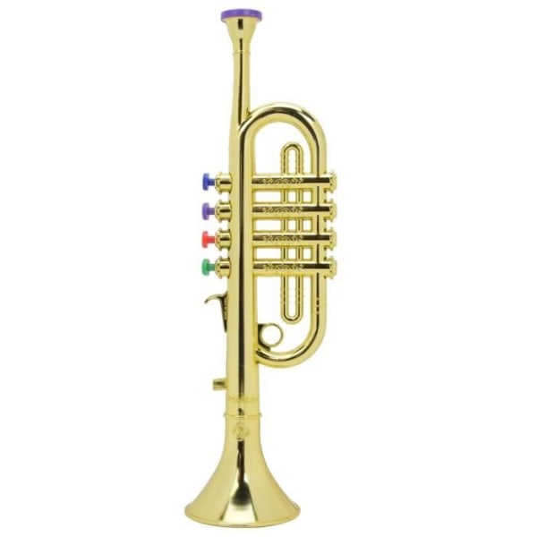 Kid Trumpet Toy Kids guldbelagda hornblåsinstrument med 4 färgglada nycklar för presenter