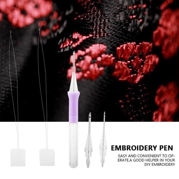 HURRISE Russian Embroidery 3 Synålar Russian Embroidery Pen Tool Switchable Header DIY Craft Kit