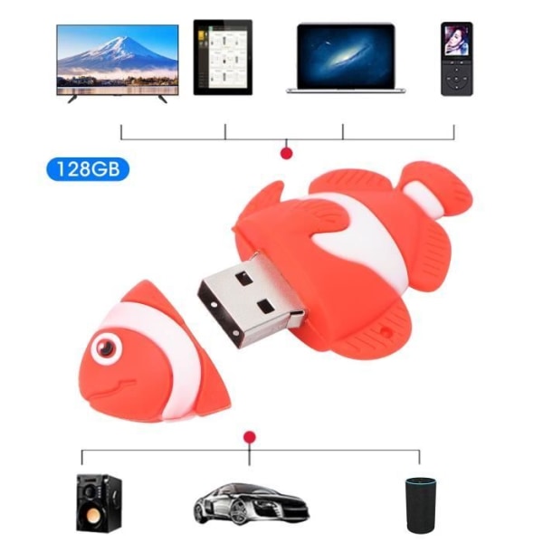 (128GB)Cartoon U Disk Red Clownfish Utseende Lagring In