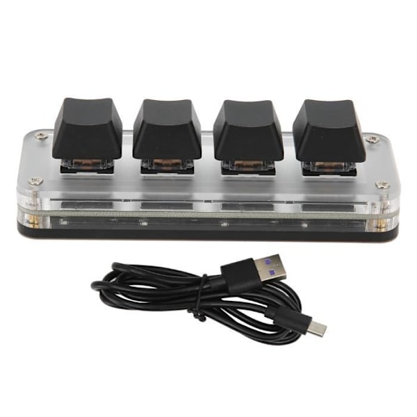 HURRISE 4 tangenter Helt programmerbart mini-USB-tangentbord 4 nycklar, enhands mekaniskt speltangentbord Datortangentbord
