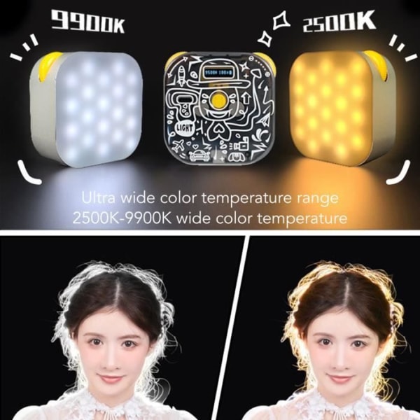 HURRISE LED-kameraljus RGB 2500-9900K 360° CRI 95+ Fotovideo