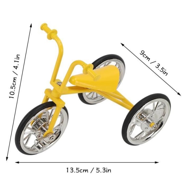 HURRISE Toy Trehjuling Prydnad Leksak Trehjuling 3D-modell Bil Avtagbar modell Trehjuling Prydnad Metall Gummi Cykel