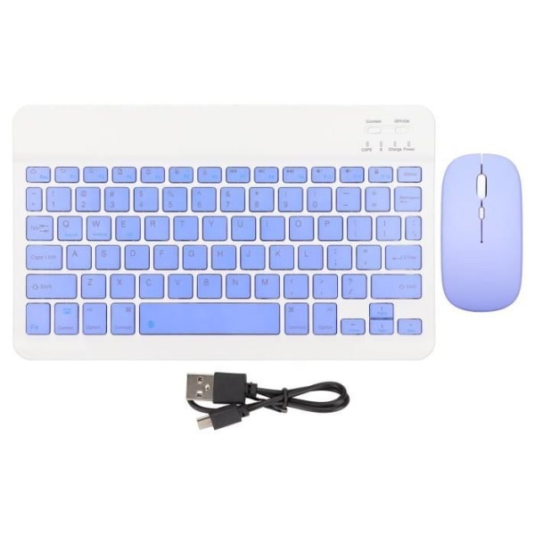 BT Wireless Keyboard Set 10" Ultra Slim Tyst USB-laddning med bärbar DPI-mus (lila)-LIA
