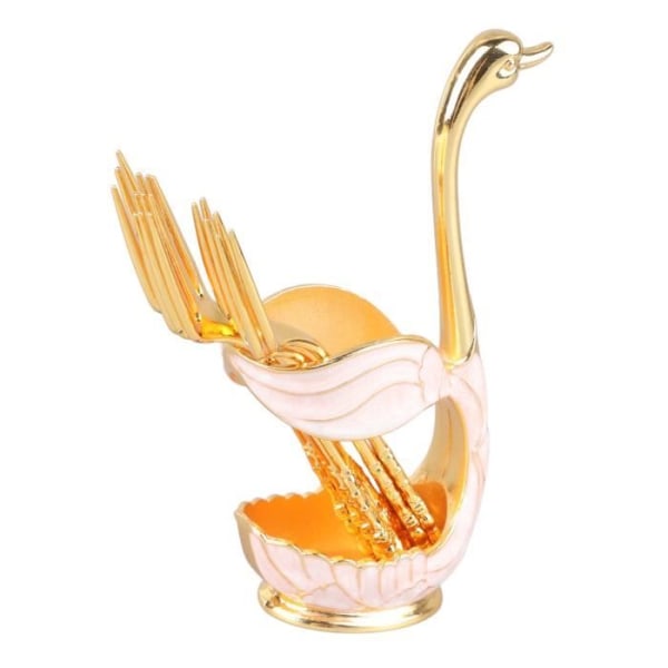 HURRISE Teskedshållare Elegant Swan Teskedshållare Ljusarmatur Guld Vit Stativ med gaffel