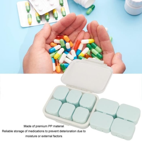 HURRISE Portable Daily Medicine Case 10 pieces Daily Medicine Case med förvaringslåda Möbelförvaring Blå