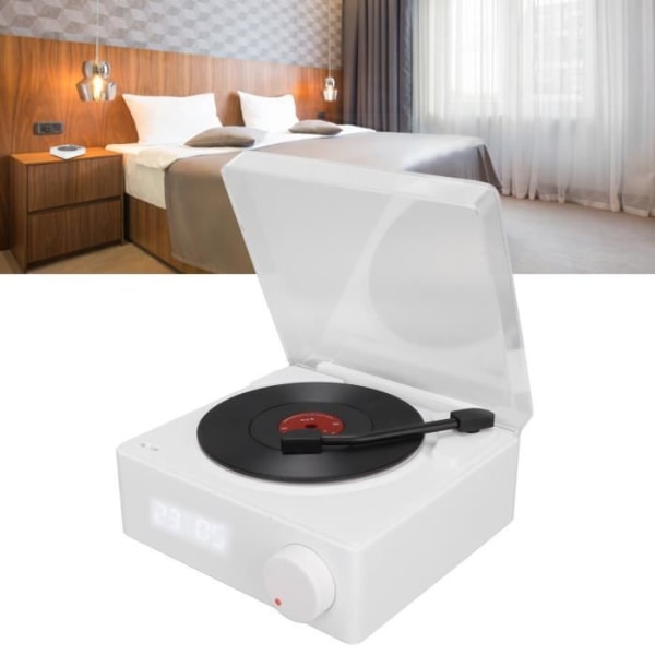 HURRISE Alarm Clock Speaker X11 Bluetooth Alarm Clock Speaker 360 graders stereoljud Retro Roterande Vinyl Record Väckarklocka