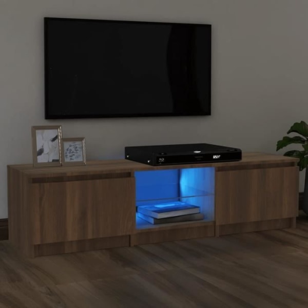 TV-skåp med LED-lampor Brun ek 140x40x35,5 cm ZJC7770999094559