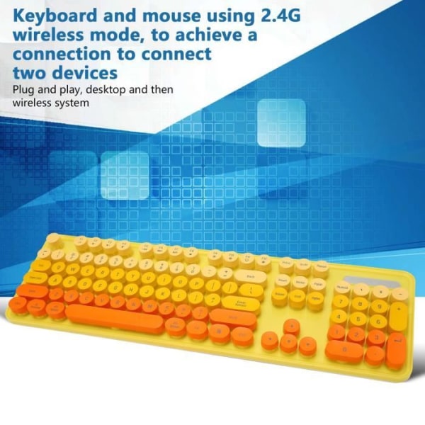 HURRISE Trådbundet tangentbord och mus Set Trådbundet tangentbord och mus Combo Trådbundet läge 2.4G datorberäkning Gul blandad färg