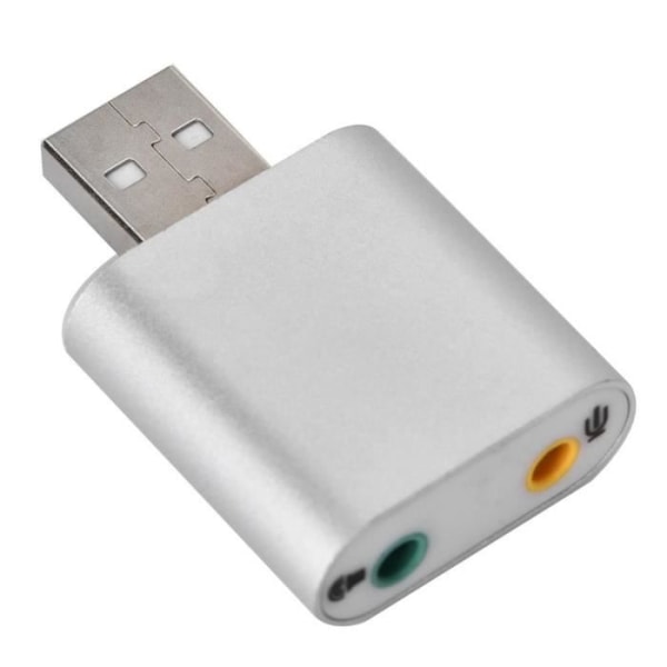 HURRISE Externt ljudkort 7.1-kanals externt USB 2.0 till 3.5 mm stereoljudljudkort Mic-högtalaradapter (silver)