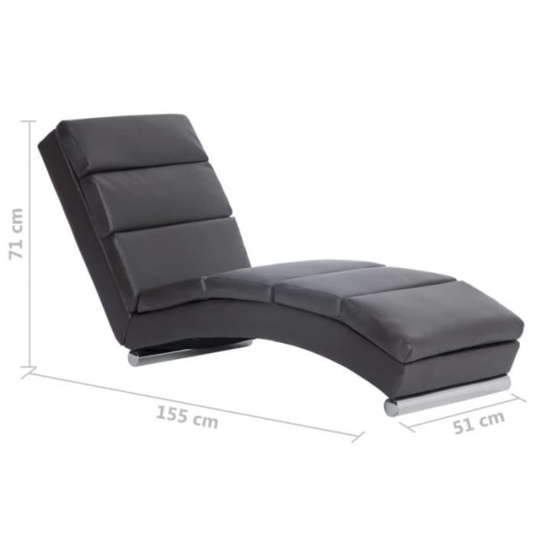 BEL Lounge Chair Trästomme &amp; konstläderklädsel 155 x 51 x 71 cm Med ben i rostfritt stål Grå 9786627310555