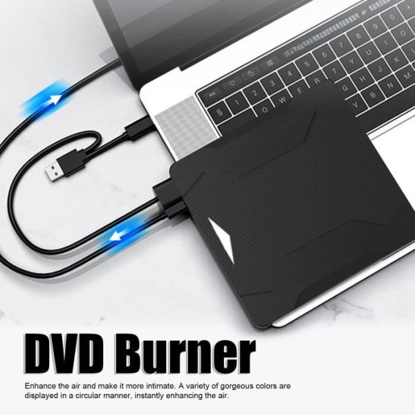 HURRISE USB3.0-brännare, extern DVD-enhet, tyst och lätt att använda