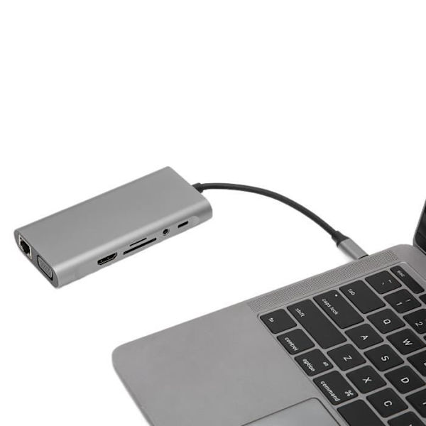 HURRISE 10 i 1 USB Hub 10 i 1 USB C Hub 1000M LAN Ethernet 4K HDTV VGA 100W PD Snabbladdning Audio USB Splitter