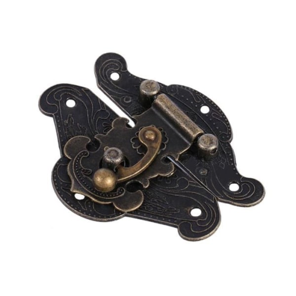 Bröstlås, vintage retro antikt dekorativt lås för smyckeskrin i trä -- L