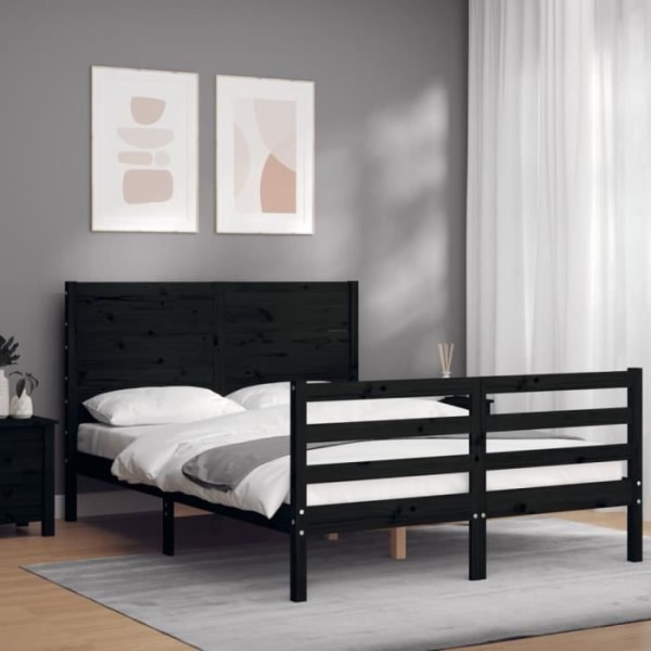 FDIT Sängstomme med svart sänggavel 140x200 cm massivt trä - FDI7070649275001