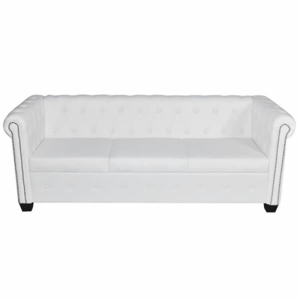 YUDAIHD 3-sits soffa konstläderklädsel + träram syntetiskt läder 200,5 X 76 X 70 Cm Vit WJ7596