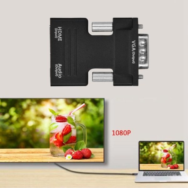 HDMI till VGA-adapter, HDMI till VGA, Stöd för ljudutgång för dator DV Tablet Monitor Mp4