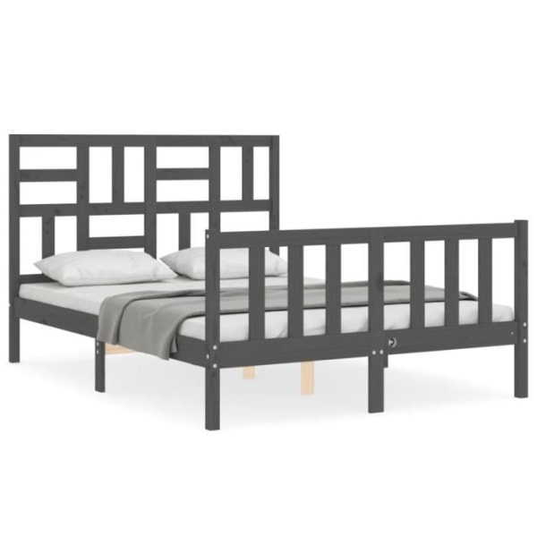 FDIT Sängstomme med grå sänggavel 140x200 cm massivt trä - FDI7070649301281