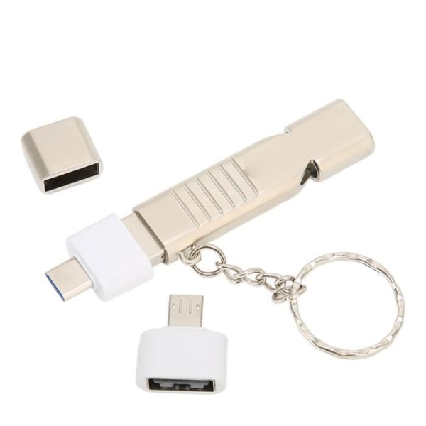HURRISE Flash Drive SOS Whistle USB Flash Drive U Disk Zinklegering Multifunktion Vattentät dator 16GB Silver Färg