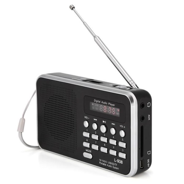 HURRISE fm-radio Bärbar digital spelare HiFi musikhögtalare stöd FM-radio TF SD-kort USB AUX med display ljudkassett