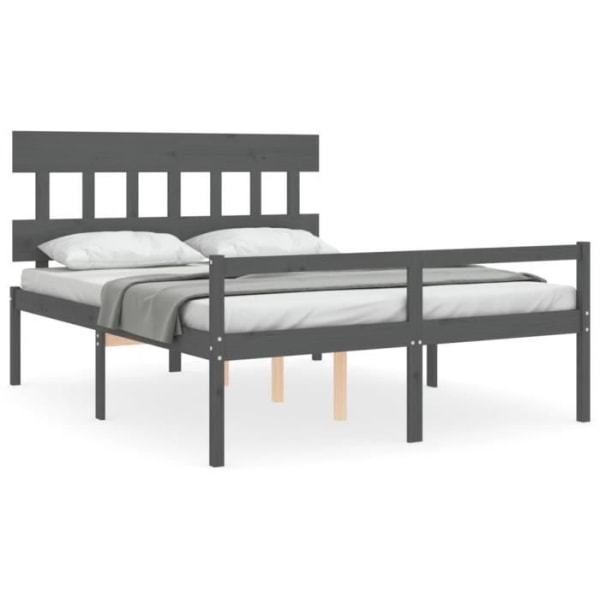 FDIT Sängstomme med grå sänggavel 160x200 cm massivt trä - FDI7070649294484