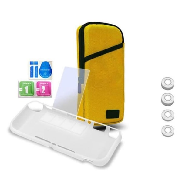 AIZ 7In1 Portable Multi-Function Protective Kit Handbag Case Cover för Switch Lite spelkonsol (gul)