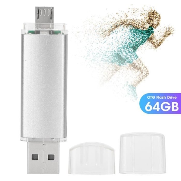 HURRISE USB-minne OTG Flash Drive 2 i 1 tum U-disk USB2.0 datortillbehör (64GB)