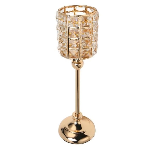 HURRISE Ljusstake Kristall Ljusstake 13.8in Tall European Style Elegant Galvaniserat Guld Ljusstake För Bröllopsfest