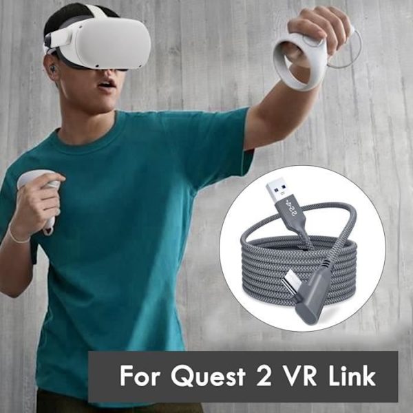 HURRISE VR Quest 2 Link-kabel 16 fot - Höghastighetsdataöverföring - Snabbladdning