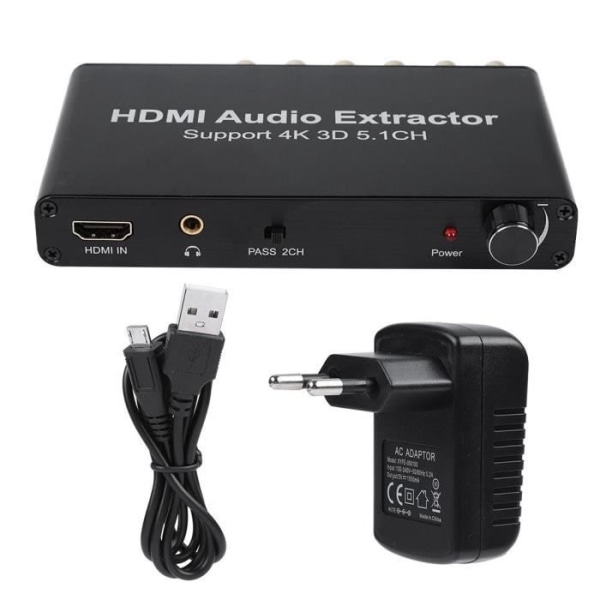 4K 3D HDMI 5.1-kanals HDMI Audio Extractor Converter 100-240V EU-kontakt
