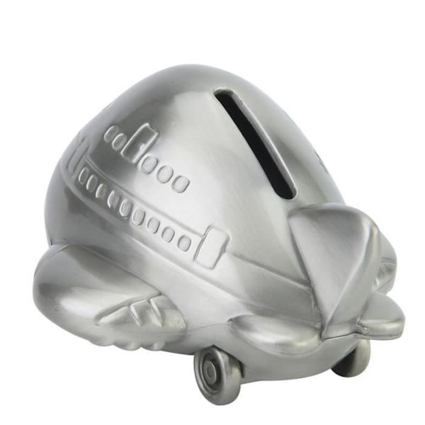 AIZ Zin Alloy Flygplan Form Barn Present Pengar Spara Box