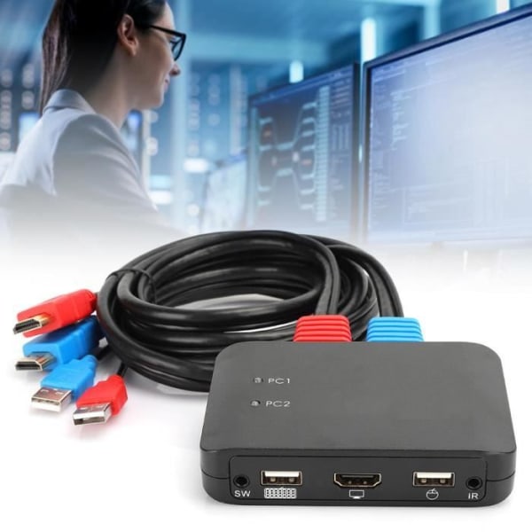 HURRISE HDMI Switcher 2x1 2x1 HDMI KVM USB Switcher Adapter för Windows/IOS/MAC/Linux/Netware/Unix/Android