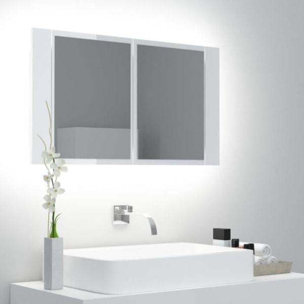 LIA - LED badspegelskåp Blank vit 80x12x45 cm