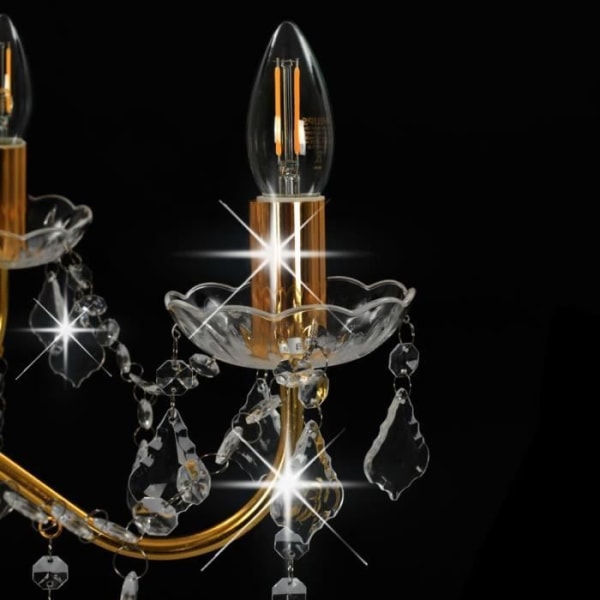 CEN Ljuskrona med Kristallpärlor Transparent Guld Rund 6 x E14 60 x 44 cm 230 V
