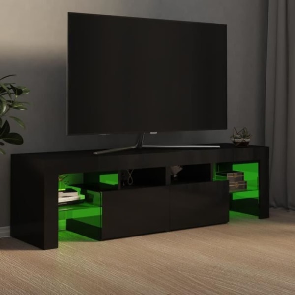 CEN tv-ställ med led-lampor glänsande svart 140X35X40 Cm - hög kvalitet 9786627466696