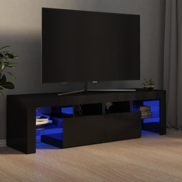 CEN tv-ställ med led-lampor glänsande svart 140X35X40 Cm - hög kvalitet 9786627466696