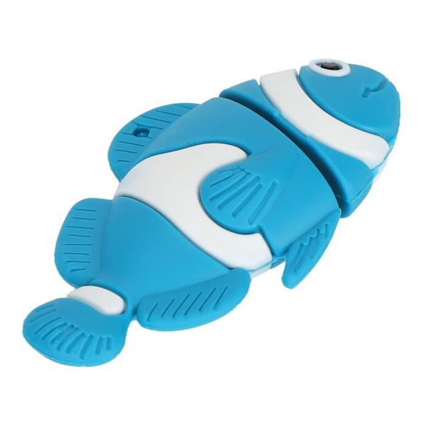 HURRISE Cartoon U Disk Cartoon U Disk Blue Clownfish Utseende Stor datorminne Bulklagring 16GB 64GB