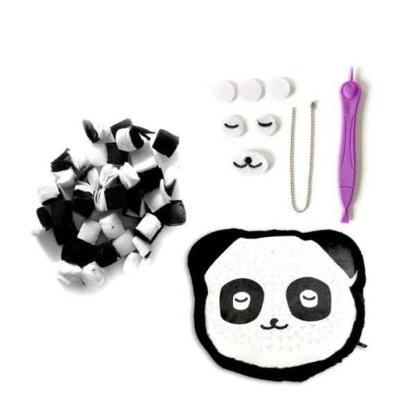 SYCOMORE Plush'n fun tinybags Panda - 1 nyckelringsväska - 1 verktyg - 500 bitar tyg - 3 tillbehör - 1 instruktioner