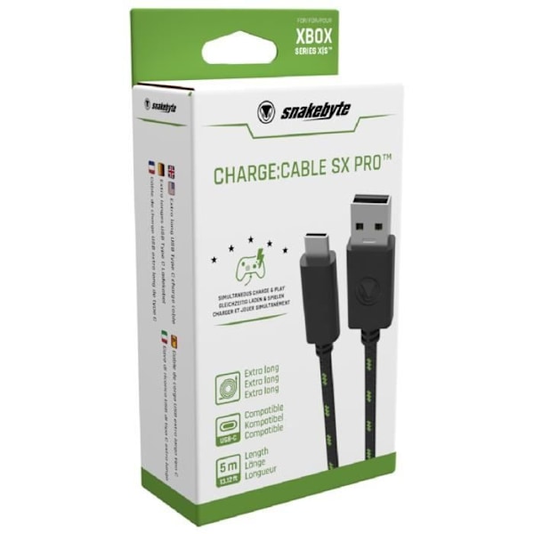 SNAKEBYTE SB916281 USB-KABEL 5 M USB 2.0 USB C USB A SVART, GRÖN