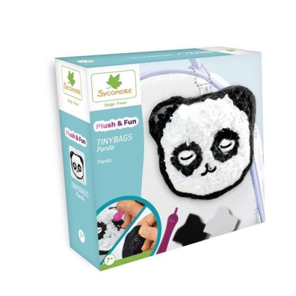 SYCOMORE Plush'n fun tinybags Panda - 1 nyckelringsväska - 1 verktyg - 500 bitar tyg - 3 tillbehör - 1 instruktioner