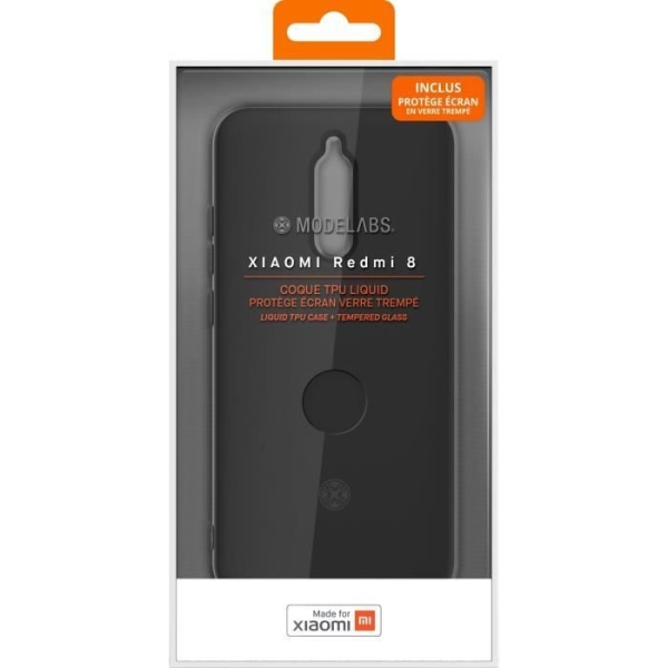 Pack TPU-skal och härdat glas för Xiaomi Redmi 8 Black Svart, orange inredning