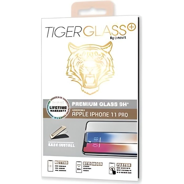 Antibakteerinen karkaistu lasi - Muvit - Tiger Glass Plus - Apple iPhone X/XS/11 Pro - Naarmuuntumaton - Valkoinen valkoinen