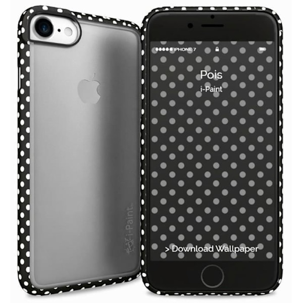 I-PAINT taske til Iphone 7 - Sorte polka Dots