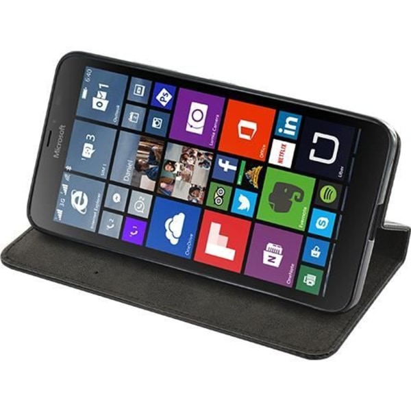 Svart foliofodral för Microsoft Lumia 640