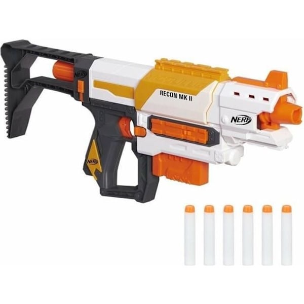 NERF MODULUS - Recon - Anpassningsbar 4-i-1 pistol med tillbehör ingår Vitt, grått och orange