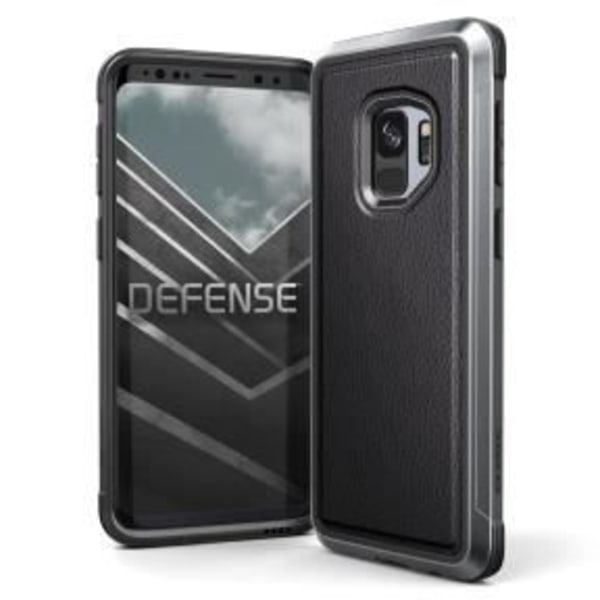 Defense Lux -kotelo Samsung galaxy S9:lle - musta nahka