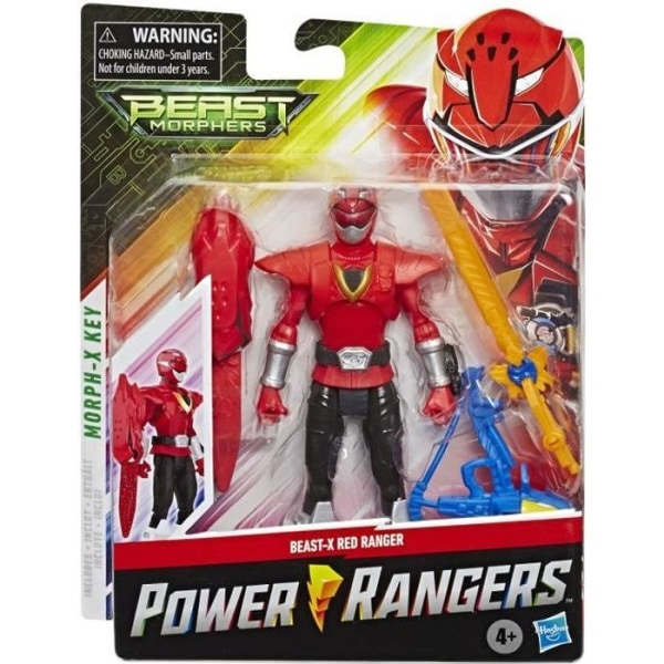 HASBRO - Power Rangers - Beast-X Red Ranger Action Figur Röd 15 Cms