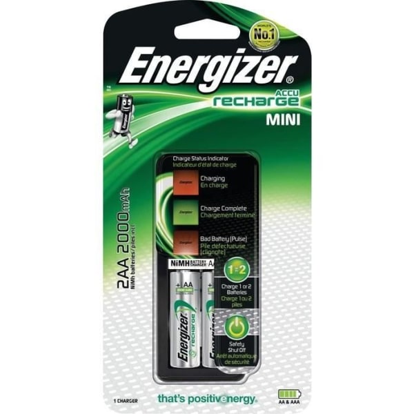 Energizer kompakt laddare för AA- och AAA-batterier